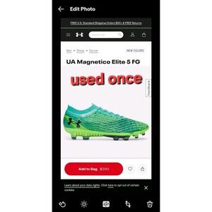 Soccer Cleats Men's Size 10.5 To 11 FG Under Armor Magnetico Elite 5 Football